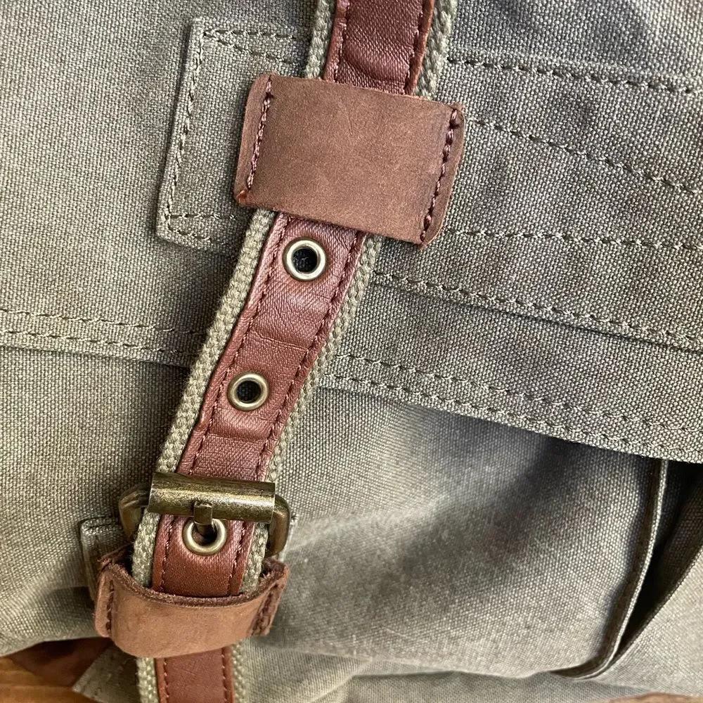 serbags Canvas Messenger Green and Brown Substantial Bag